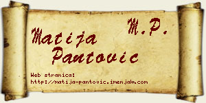 Matija Pantović vizit kartica